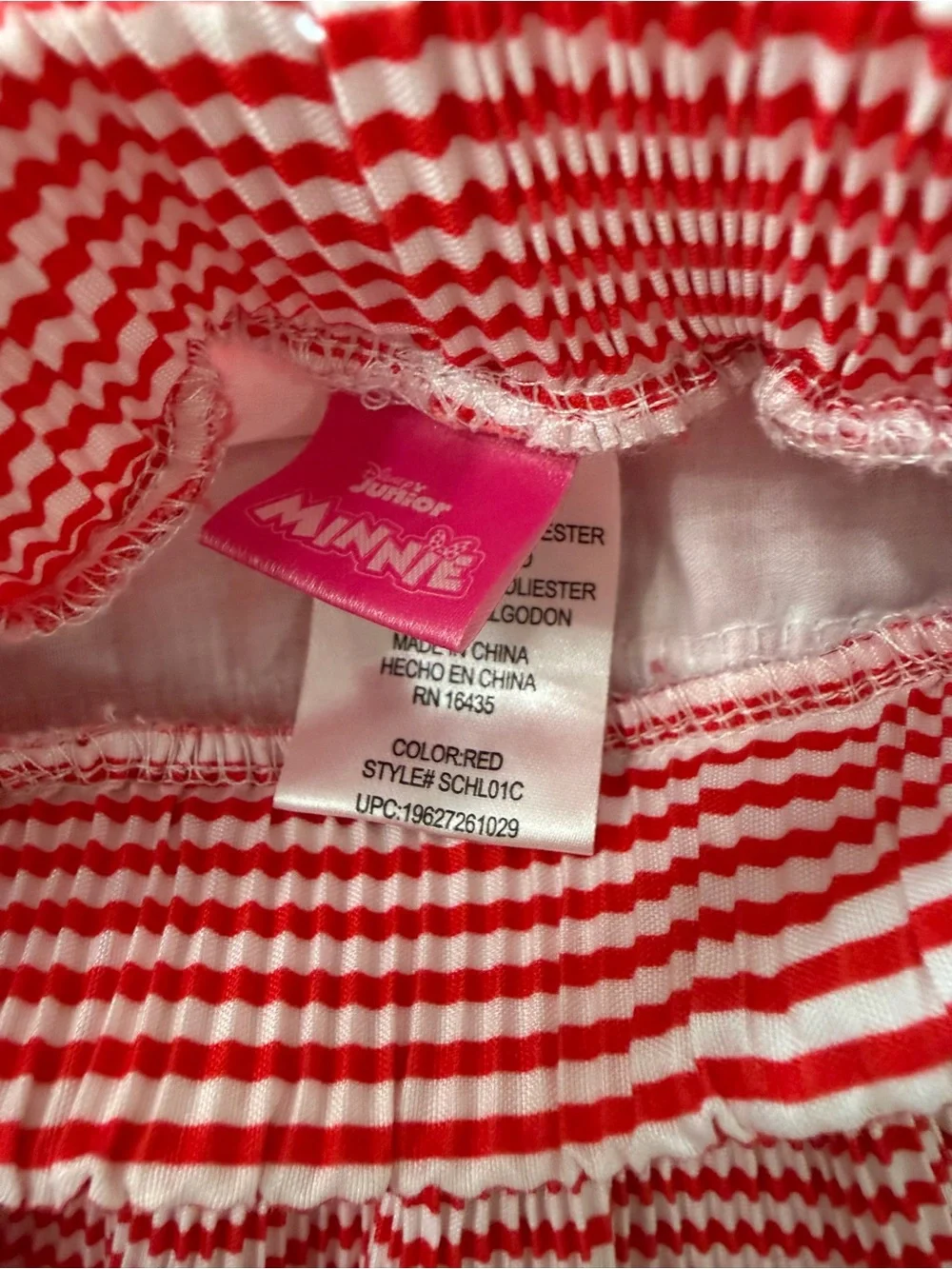 Disney Minnie Mouse White Top Red Striped Ruffle Tiered Skirt Matching Set 4T